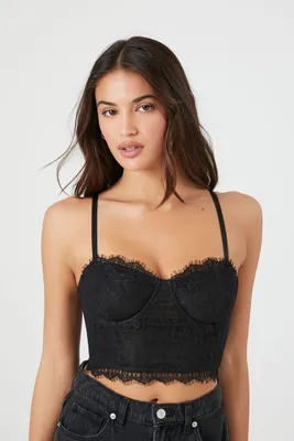 Women's Lace Bustier Cropped Cami in Black Small