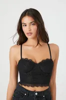 Women's Lace Bustier Cropped Cami in Black Small