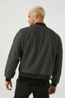 Men Pinstriped Bomber Jacket