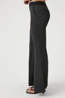 Women's Satin High-Rise Flare Pants in Black Small