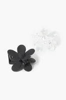 Flower Claw Hair Clip Set in Black/Clear