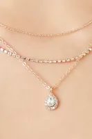 Women's Layered CZ Teardrop Necklace in Clear/Gold