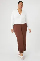 Women's Twill Wide-Leg Pants in Chocolate, 1X