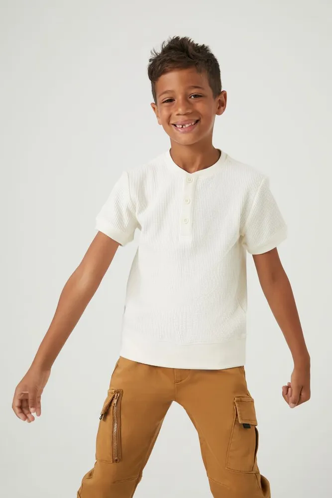 Kids Henley Top (Girls + Boys) in Cream, 7/8