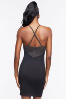 Women's Seamless Mesh-Panel Mini Dress in Black/Brown, M/L