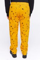 Men Dice Print Drawstring Pants Gold/Black