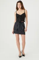 Women's Drawstring Cargo Mini Skirt in Black, XL