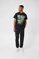 Men Twill 3D Pocket Cargo Joggers in Black Large