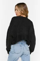 Women's Sweater-Knit Cropped Cardigan in Black, XS