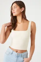 Women's Contour Sculpt Cropped Tank Top in Cream Small