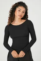 Women's Boat Neck Long-Sleeve Top in Black Medium