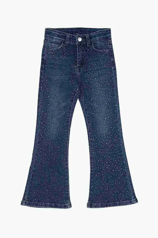 Girls Glitter Flare Jeans (Kids) Dark Denim,