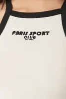 Women's Paris Sport Club Cropped Cami in Cream/Black Large