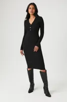 Women's Button-Front Midi Sweater Dress