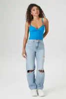 Women's Surplice Cropped Cami in Ibiza Blue, XL