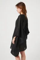 Women's Dotted Chiffon Kimono Black