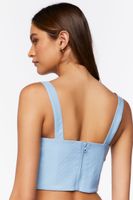 Women's Faux Leather Bustier Crop Top in Faience Small