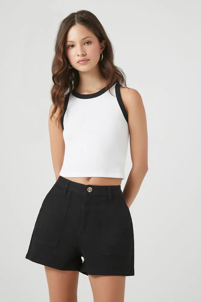 Women's Twill High-Rise Shorts in Black Medium