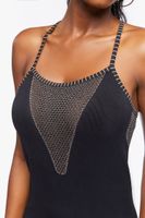 Women's Seamless Mesh-Panel Mini Dress in Black/Brown, M/L