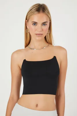 Women's Seamless Cropped Cami in Black, S/M