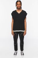 Men Contrast-Hem Sweater Vest in Black, XL