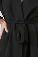 Women's Tie-Waist Trench Coat in Black Large