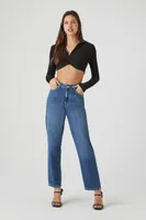 Women's Half-Zip Ribbed Crop Top