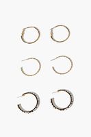 Women's Speckled Print Hoop Earring Set in White/Gold