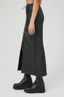 Women's Faux Leather Maxi Slit Skirt