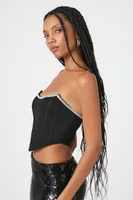 Women's Rhinestone Corset Crop Top in Black, XXL