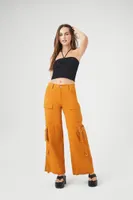 Women's Twill Wide-Leg Utility Cargo Pants