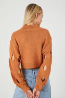 Women's Turtleneck Cutout Sweater in Copper, XS