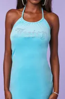 Women's Juicy Couture Halter Mini Dress in Blue Small