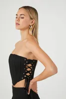 Women's Lace-Up Corset Tube Top Black