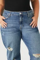 Women's Stretch-Denim Boyfriend Jeans Medium Denim,