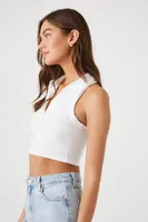 Women's Racerback Cropped Tank Top in White, XL