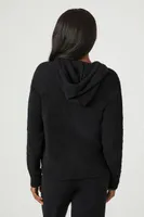 Women's Hooded Zip-Up Sweater in Black Small