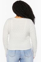 Women's Textured Long-Sleeve Top in Vanilla, 1X