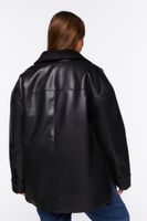 Women's Faux Leather Shacket in Black, 0X