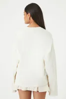 Women's Drop-Sleeve Crew Top in White Large