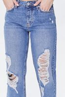 Women's Frayed Mid-Rise Boyfriend Petite Jeans Medium Denim,