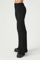 Women's Popcorn Knit Flare Pants in Black Medium