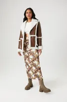 Women's Faux Shearling-Trim Coat Brown/Cream