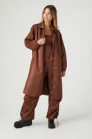 Women's Longline Utility Jacket in Chocolate, XS