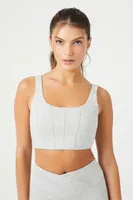 Women's Seamed Longline Sports Bra in Heather Grey, XL