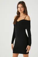 Women's Open-Shoulder Sweater Mini Dress