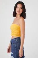 Women's Seamless Ruched Tube Top in Sunset Gold, M/L