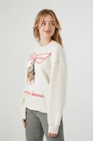 Women's Fleece Budweiser Graphic Pullover Cream