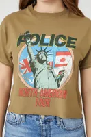 Women's The Police Cropped Graphic T-Shirt in Brown, S/M