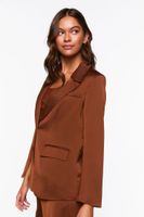 Women's Satin Single-Breasted Blazer in Light Brown Medium